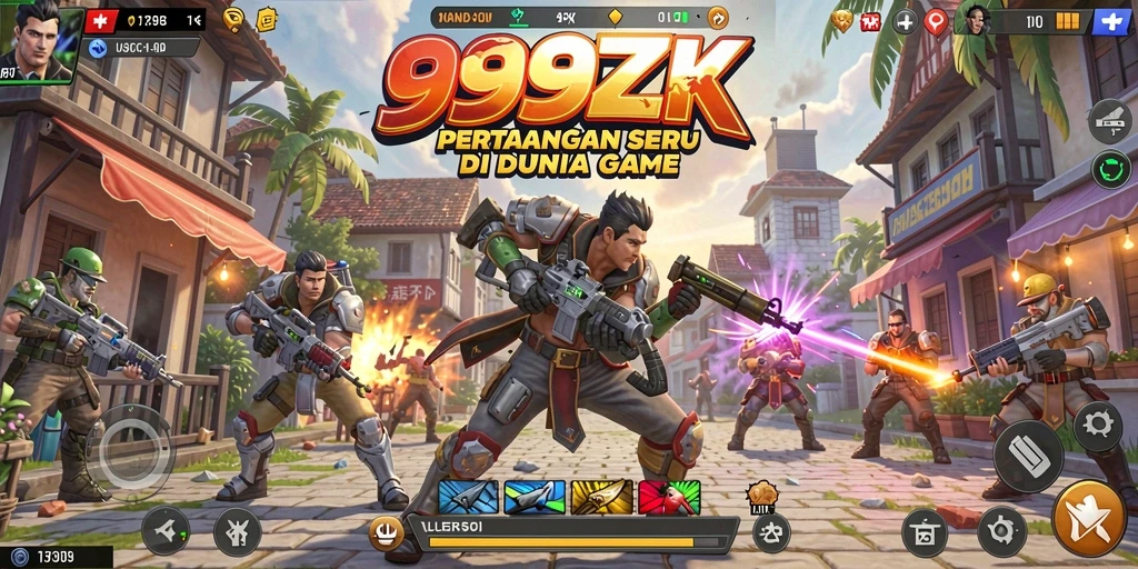 Screenshot pertarungan seru dalam game 999ZK yang menampilkan karakter bertarung.