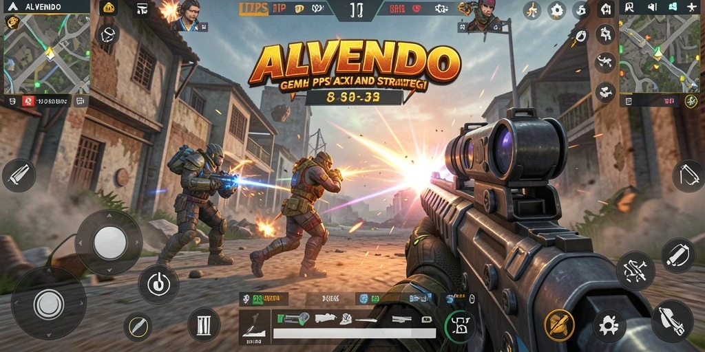 Tampilan aksi seru dalam gameplay ALVENDO yang menampilkan pertempuran TPS.