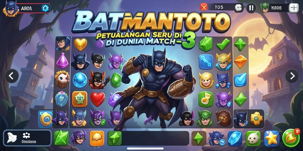 Gameplay seru BATMANTOTO saat menyusun kombinasi item Match-3.