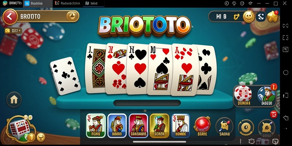 Tampilan menarik BRIOTOTO dengan gameplay Domino yang seru.
