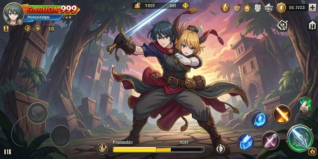 Tampilan gameplay GARUDA999 yang memukau dengan karakter anime ikonik.