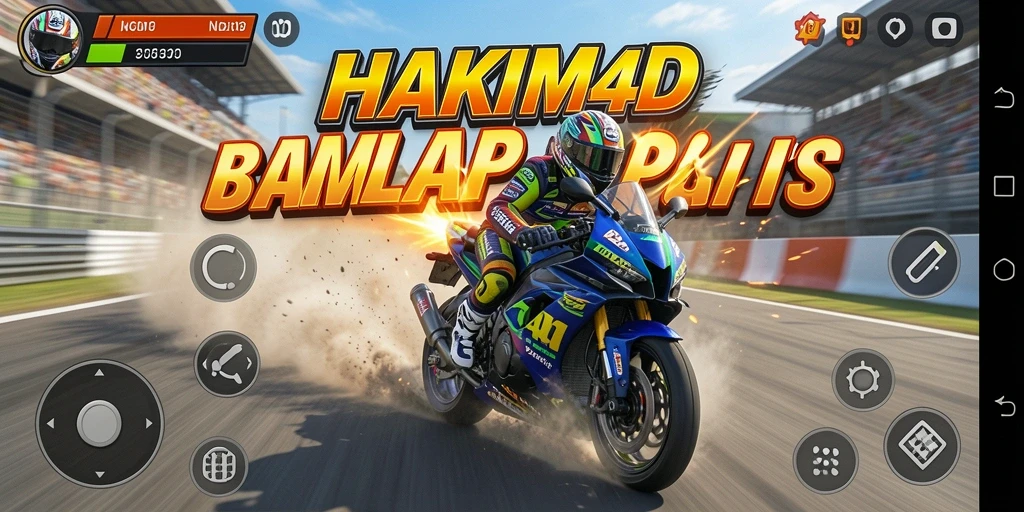 Gameplay HAKIM4D menampilkan balapan motor yang mendebarkan.
