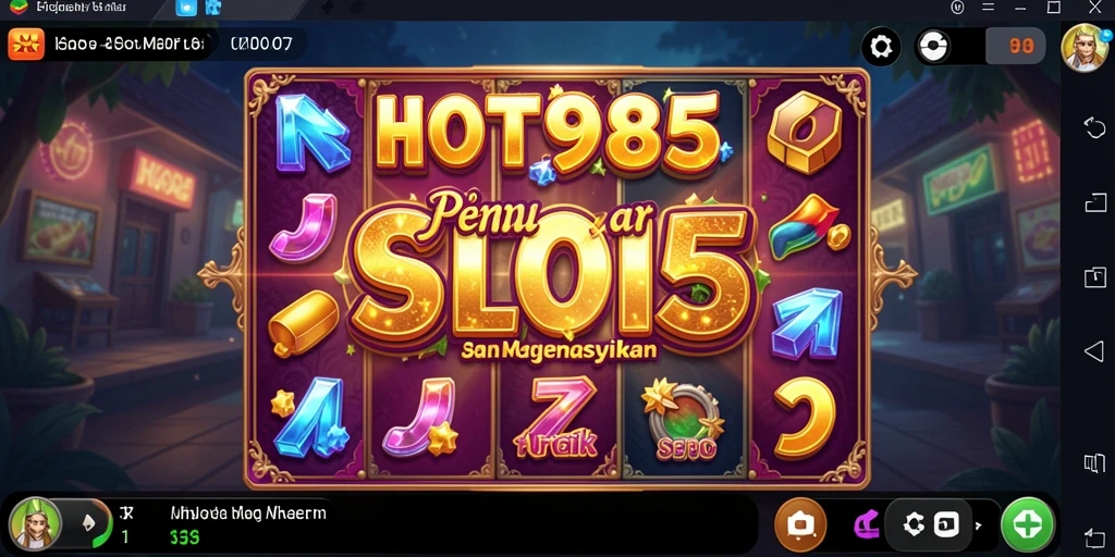 Screenshot gameplay HOT985 menampilkan putaran Slot yang penuh warna.
