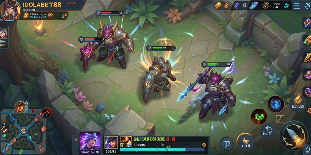Screenshot gameplay MOBA IDOLABET88 yang seru.