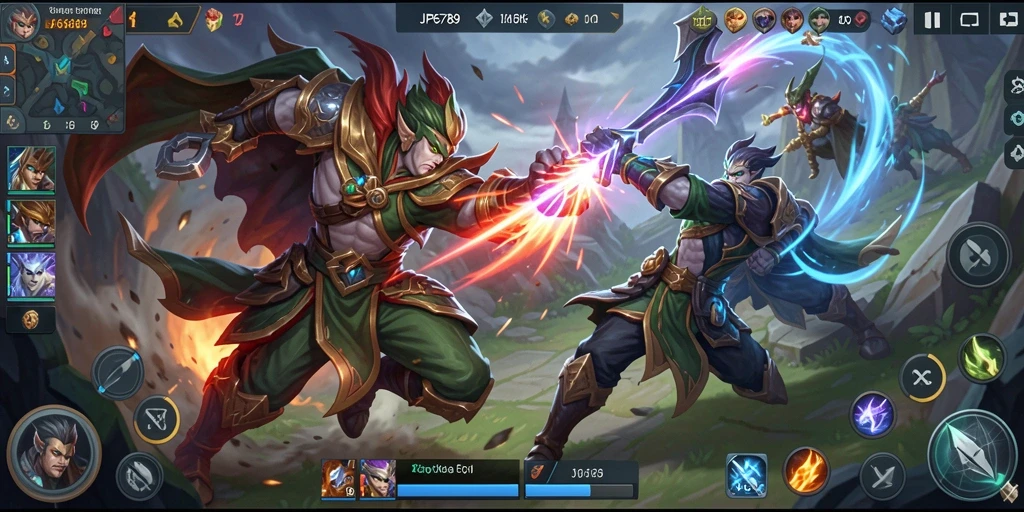Tampilan seru gameplay MOBA dalam JP6789 yang menarik.