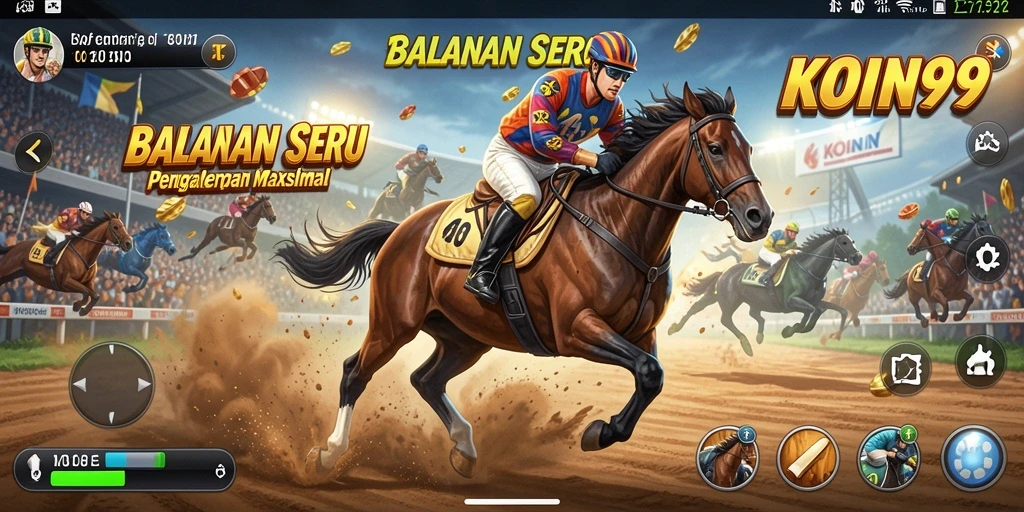 Screenshot KOIN99 menampilkan momen seru balapan di lintasan yang dinamis.