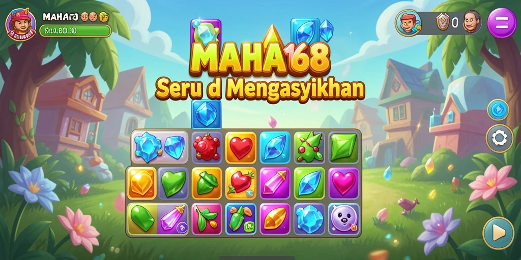 Tampilan menarik gameplay seru di MAHA168 dengan match-3 yang menyenangkan.