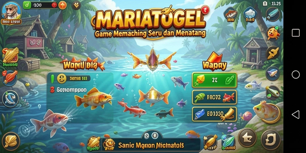 Tampilan memukau dari gameplay MARIATOGEL yang penuh aksi memancing.