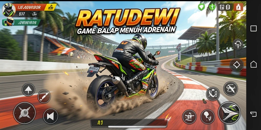 Tampilan gameplay menegangkan dari RATUDEWI saat balapan.