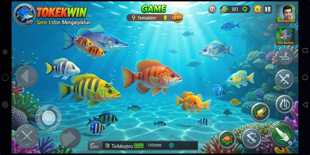 Screenshot gameplay Tembak Ikan yang menampilkan aksi menembak ikan.