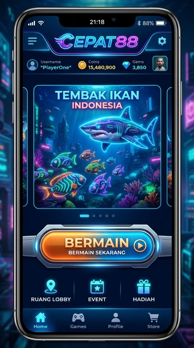 Tampilan antarmuka pengguna cepat88 yang modern dan intuitif.